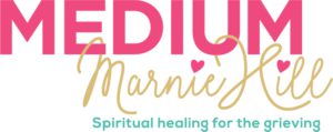 A pink and yellow logo for medium marnie